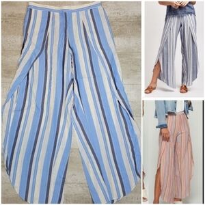 DREW Whitney Striped Wide Leg Side Slit Pants